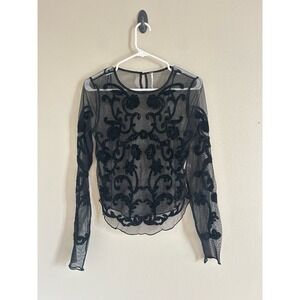 FREE PEOPLE MESH TOP  Embroidered Small